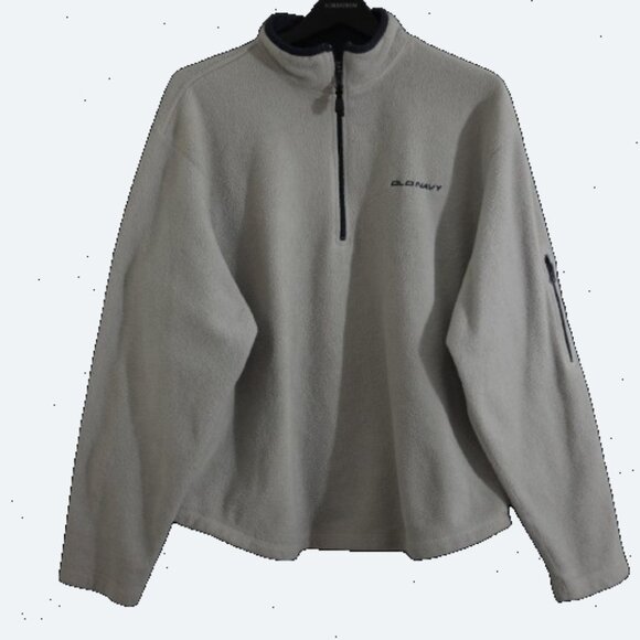 Vintage Old Navy cream sherpa fleece jacket half zip size XL - Picture 1 of 12